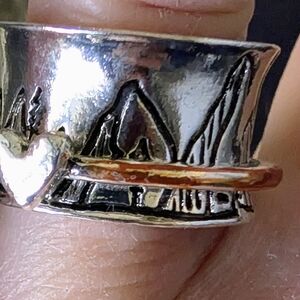 Silver Mountain Ring with Heart Accent